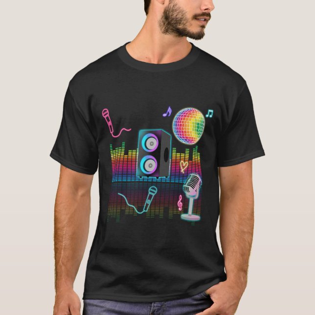 Karaoke Neon Singing Music Party T Shirt (Framsida)