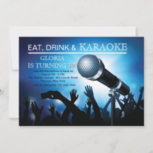 Karaoke Night Vuxen Födelsedagsfest inbjudan