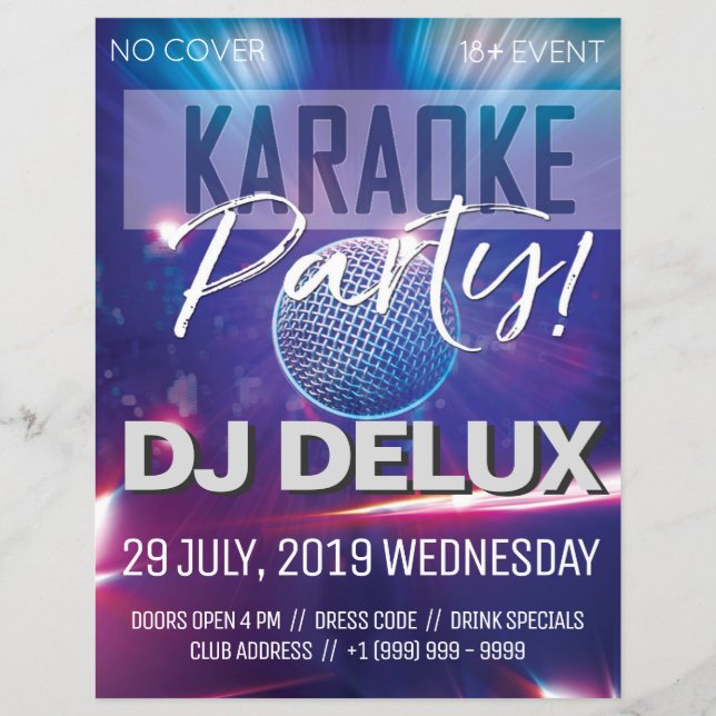 Karaoke Party | DJ | Klubb Flyer (Framsidan)