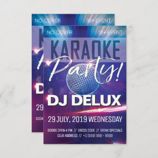Karaoke Party| DJ| Klubb Flyer Inbjudningar