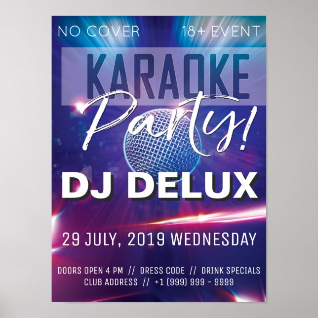 Karaoke Party | DJ | Klubb Flyer Poster (Framsidan)