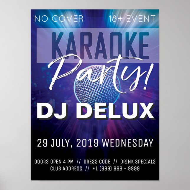 Karaoke Party | DJ | Klubb Flyer Poster (Framsidan)