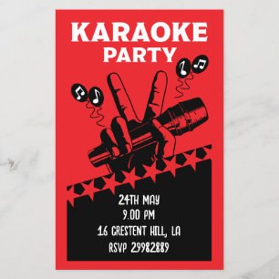 Karaoke Party Inbjudan Flygblad