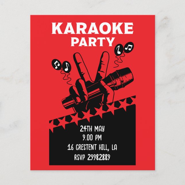 Karaoke Party Inbjudan Flygblad (Framsidan)
