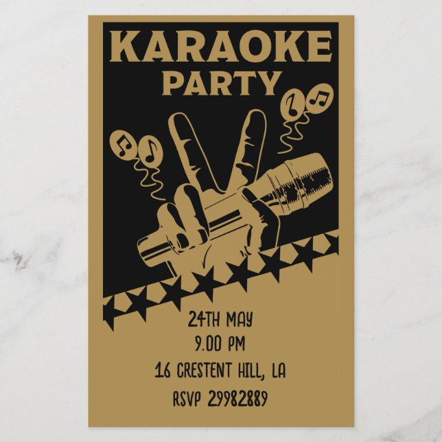 Karaoke Party Inbjudan Flygblad (Framsidan)