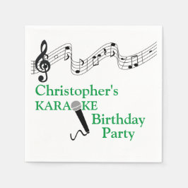 Karaoke Party Musical  Microphone Grönt Pappersservett