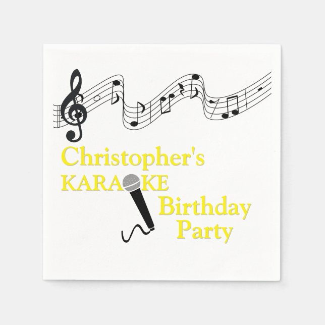 Karaoke Party Musical  Microphone Gult Pappersservett (Framsidan)
