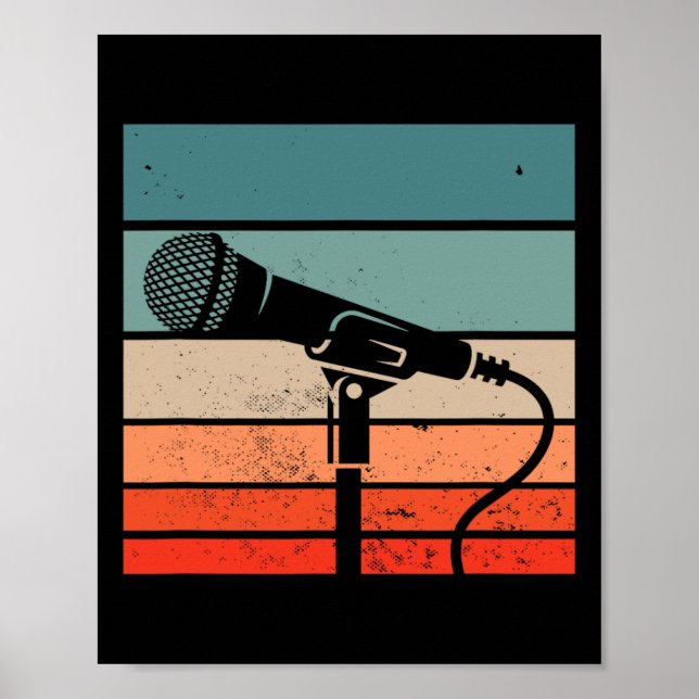 Karaoke Pub Vintage Microphone Singing Sång Party Poster (Framsidan)
