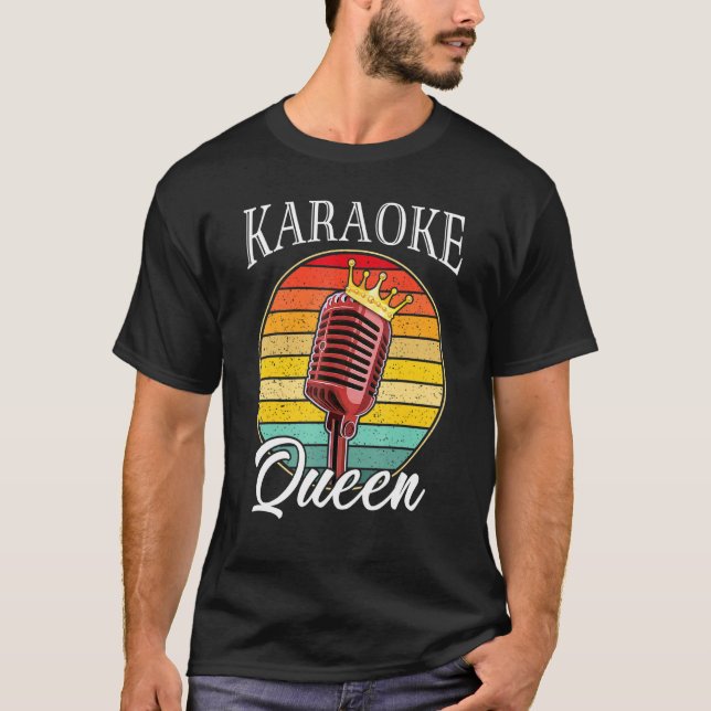 Karaoke Queen Retro Karaoke Microphone Music Singe T Shirt (Framsida)