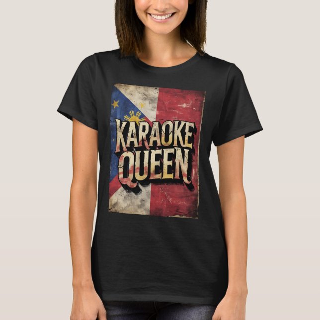 Karaoke Queen Tee Vintage Filipino Flag (Framsida)