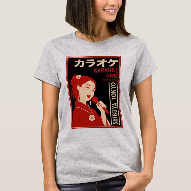 Karaoke Shibuya Tokyo T Shirt (Framsida)