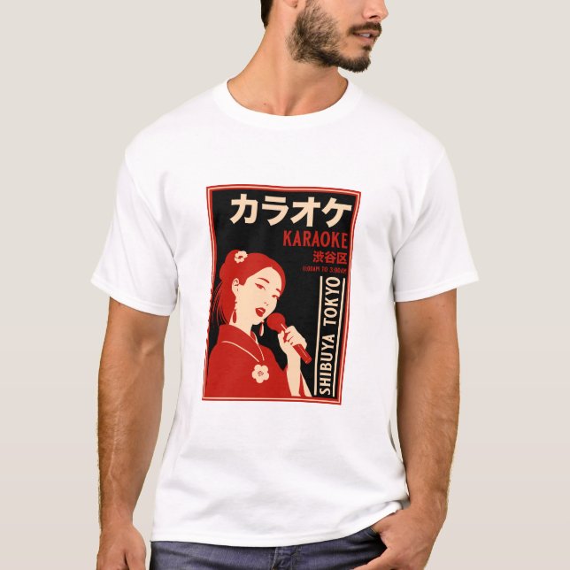 Karaoke Shibuya Tokyo T Shirt (Framsida)