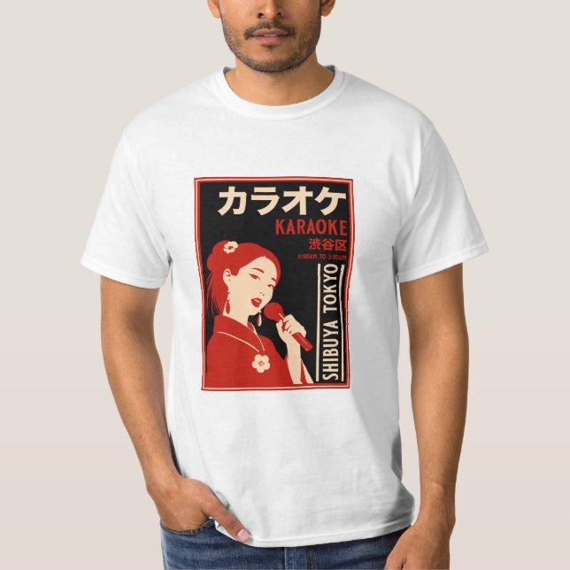 Karaoke Shibuya Tokyo T Shirt (Framsida)