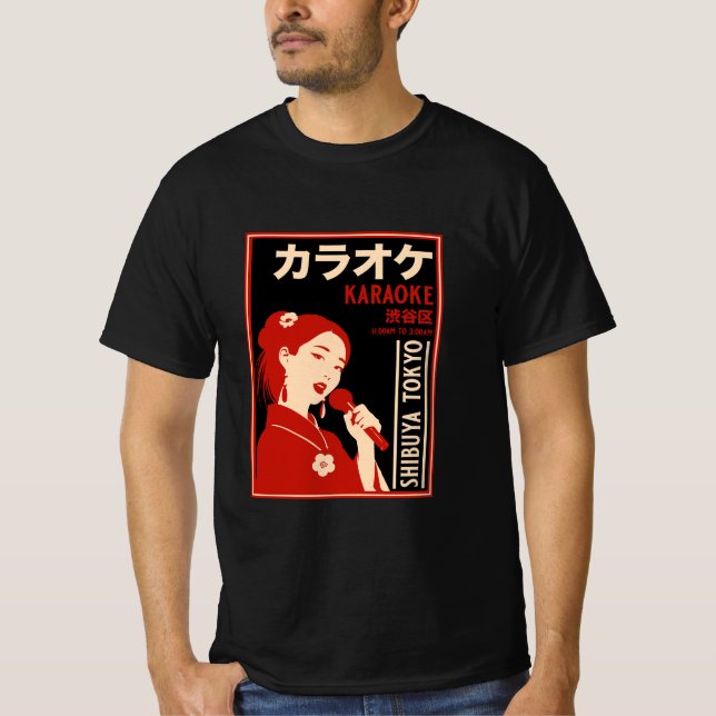 Karaoke Shibuya Tokyo T Shirt (Framsida)