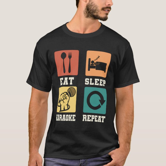 Karaoke Singer Sång Lyrics Microphone Eat Ssov Ka T Shirt (Framsida)