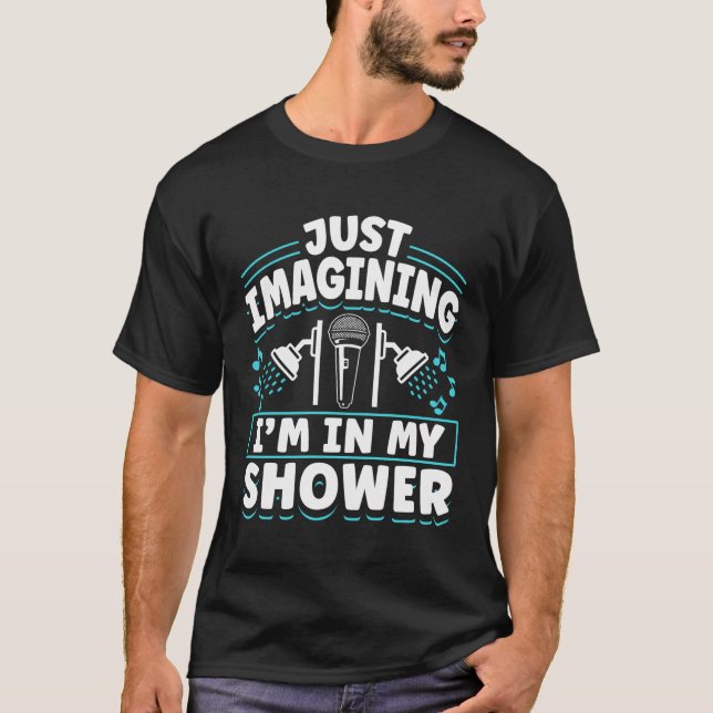 Karaoke Singer Sång Lyrics Microphone Just Imagini T Shirt (Framsida)