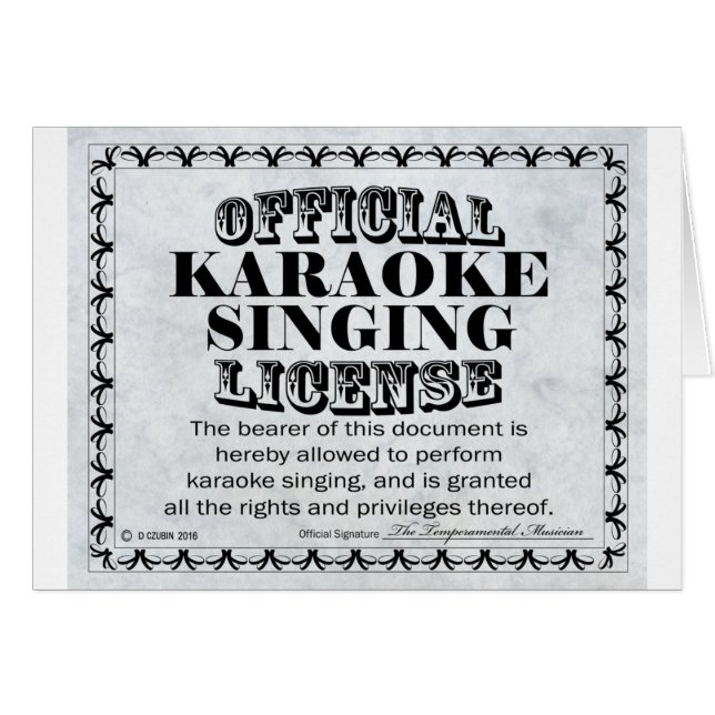 Karaoke Singing License Hälsningskort (Framsidan Horizontal)