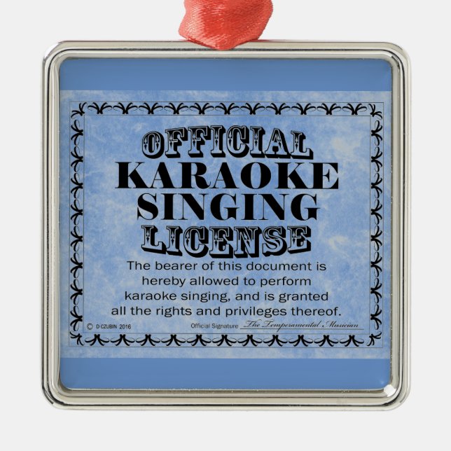 Karaoke Singing License Metall Ornament (Framsidan)