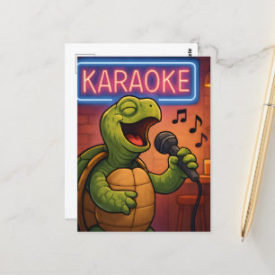 Karaoke Singing Turtle Vykort