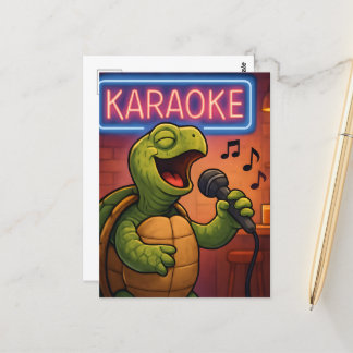 Karaoke Singing Turtle Vykort