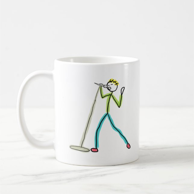 Karaoke-sjungande Stickman Kaffemugg (Vänster)