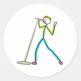 Karaoke-sjungande Stickman Runt Klistermärke