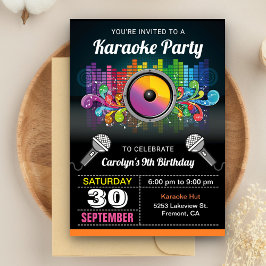 Karaokefest | Färgglad Musik Födelsedagsinbjudan Inbjudningar