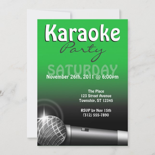 Karaokefest Gröna Inbjudningar (Framsida)