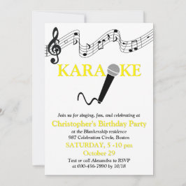 Karaokefest Musikalisk Skala Mikrofon Gul Inbjudningar