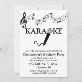 Karaokefest Musikalisk Skala Mikrofon Svart Vit Inbjudningar