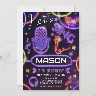 Karaokeinbjudan, Musik Karaoke Party Inbjudningar