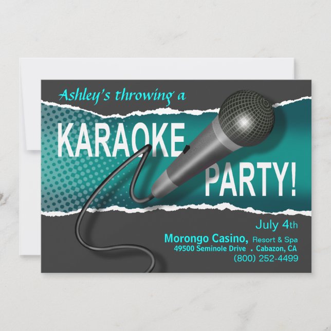 Karaoketjejers natt ute firarparty kväll inbjudningar (Framsida)