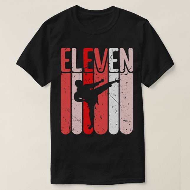 Karate 11 Birthday Boys Taekwondo Martial Arts T Shirt (Design framsida)