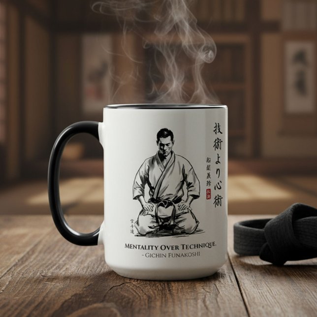 Karate 5:e principen - Mentalitet framför teknik Mugg (Skapare uppladdad)