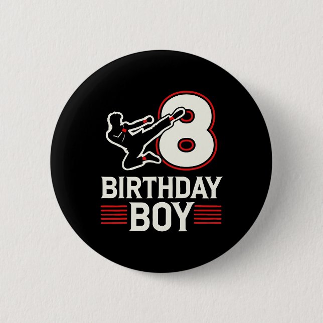 Karate 8 Birthday Boy Knapp (Framsida)