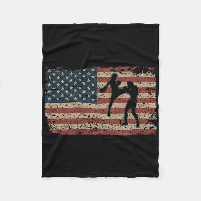 Karate America Flagga Present Stolt Mma Takewando  Fleecefilt (Framsidan)