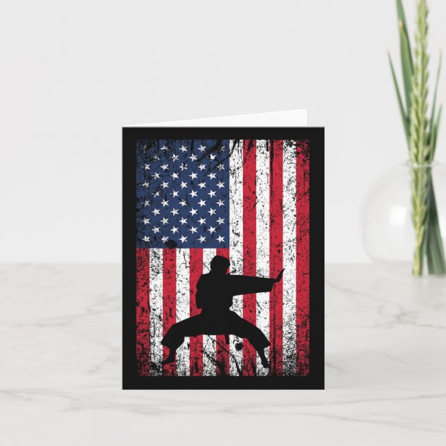 Karate American Flagga 4:e juli Martial Arts for Kort (Framsida)