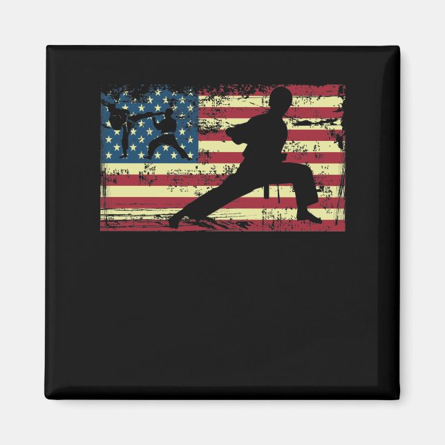 Karate American Flagga martial Arts Magnet (Framsidan)