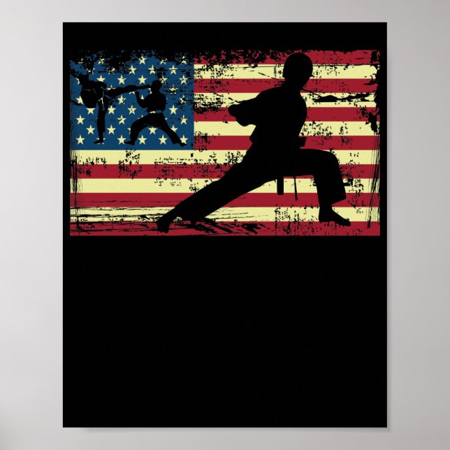 Karate American Flagga martial Arts Poster (Framsidan)