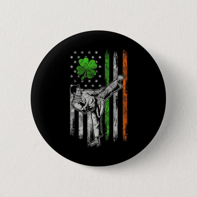 Karate American Irish Flagga St patricks day Shamr Knapp (Framsida)