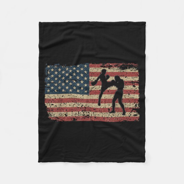 Karate Amerika Flagga Present Stolt MMA Takewando Fleecefilt (Framsidan)