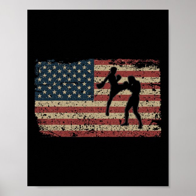 Karate Amerika Flagga Present Stolt Mma Takewando  Poster (Framsidan)