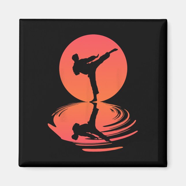 Karate and Kung fu Silhouette Shotokan Gift Martia Magnet (Framsidan)