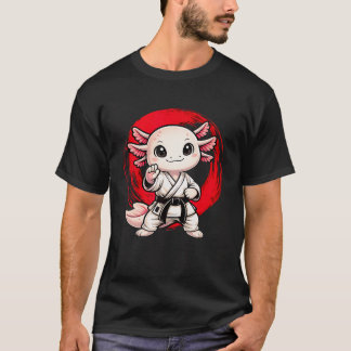 Karate Axolotl Rolig Kawaii Kampsport Japansk T Shirt