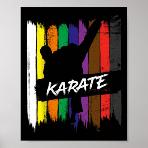 Karate Bälte Färg Silhouette Martial Arts Design Poster