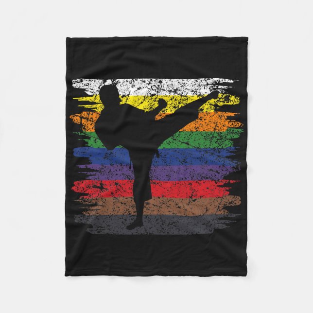 Karate Bälte Färg Silhouette Martial Arts Manar Bo Fleecefilt (Framsidan)