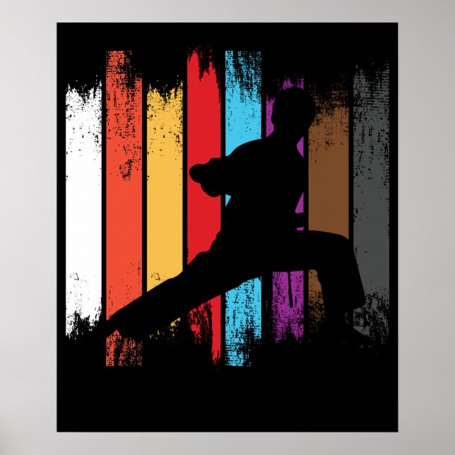 Karate Bälte Färg Silhouette Poster (Framsidan)