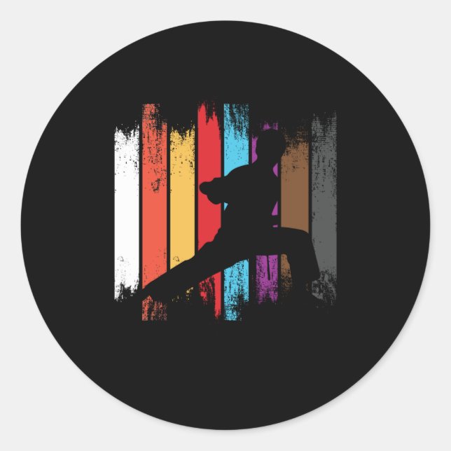 Karate Bälte Färg Silhouette Runt Klistermärke (Framsida)