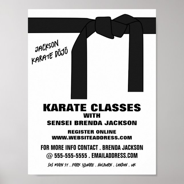 Karate Bälte, Karate Class Advertising Poster (Framsidan)