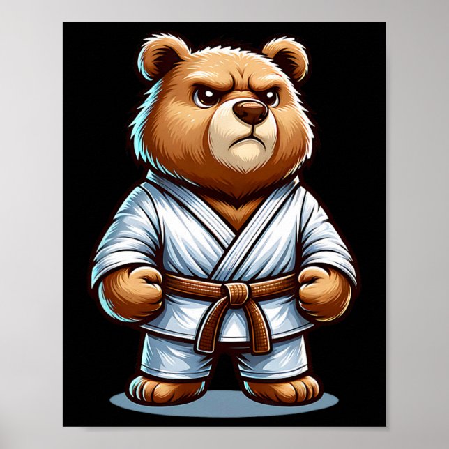 Karate Bear Martial Art Brown Bear i Gi Poster (Framsidan)